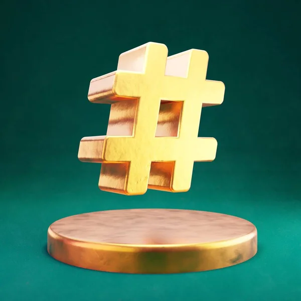 Etiket Simgesi Tidewater Green Geçmişi Olan Fortuna Gold Hashtag Sembolü — Stok fotoğraf