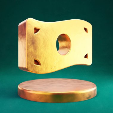 Para Bill Wave ikonu. Tidewater Green geçmişi olan Fortuna Gold Money Bill Wave sembolü. Sosyal Ortam Simgesi.