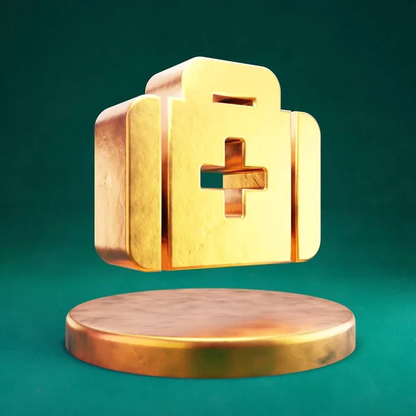 Medkit Ikon Fortuna Gold Medkit Szimbólum Tidewater Green Háttérrel Közösségi — Stock Fotó