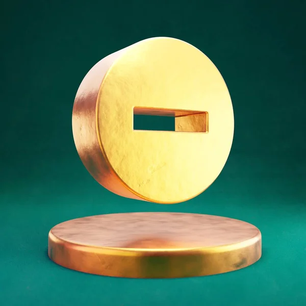 Icône Circle Fortuna Gold Circle Symbole Avec Tidewater Fond Vert — Photo