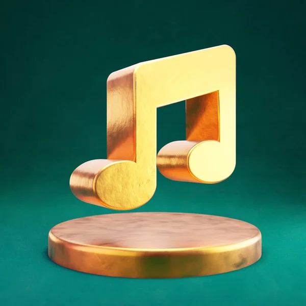 Icono Musical Fortuna Oro Símbolo Música Con Fondo Tidewater Green — Foto de Stock