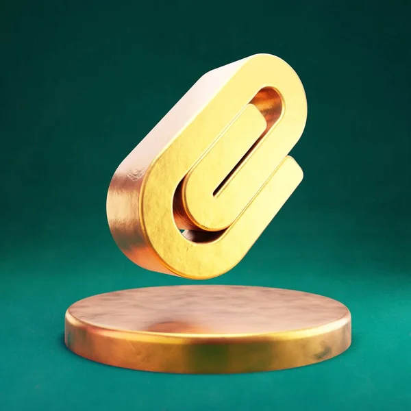 Icône Trombone Fortuna Gold Paperclip Symbole Avec Fond Vert Tidewater — Photo