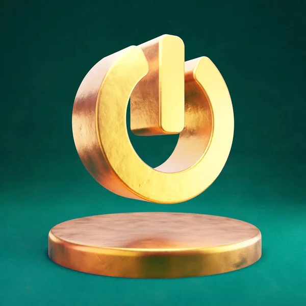 Icono Poder Fortuna Gold Símbolo Poder Con Fondo Tidewater Green — Foto de Stock
