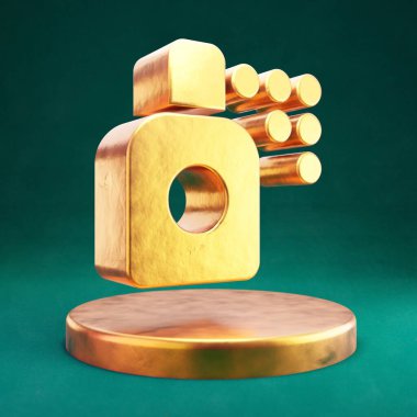 Sprey kutusu simgesi. Tidewater Green özgeçmişli Fortuna Gold Spray Can sembolü. Sosyal Ortam Simgesi.