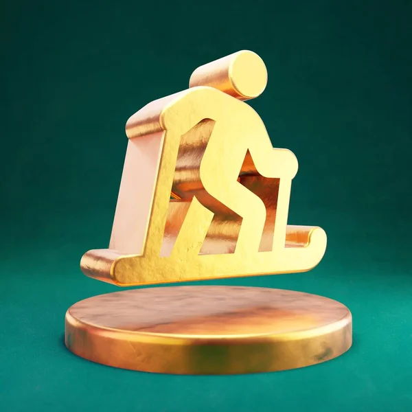 Skiing Nordic Icon Fortuna Gold Lyžování Severský Symbol Tidewater Green — Stock fotografie