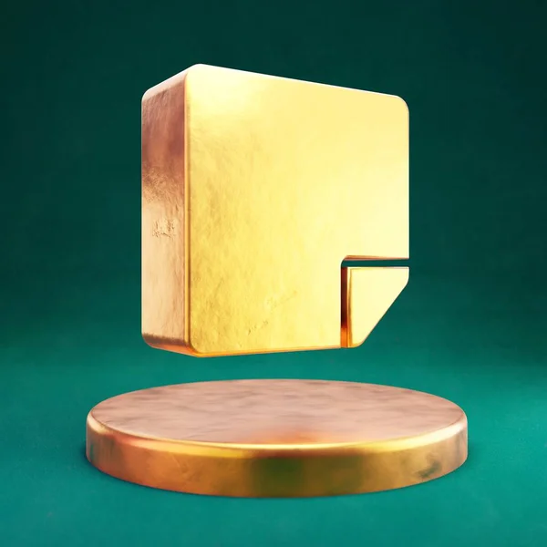 Ikona Lepkiej Nuty Symbol Fortuna Gold Sticky Note Zielonym Tłem — Zdjęcie stockowe