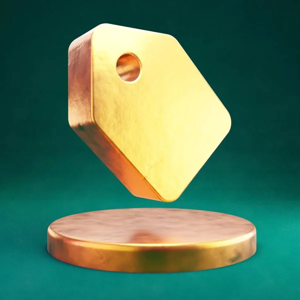 Taggikonen Fortuna Gold Tag Symbol Med Tidewater Grön Bakgrund Ikonen — Stockfoto