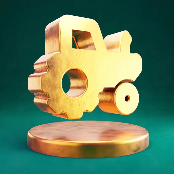 Traktorikon Fortuna Gold Tractor Symbol Med Tidewater Grön Bakgrund Ikonen — Stockfoto