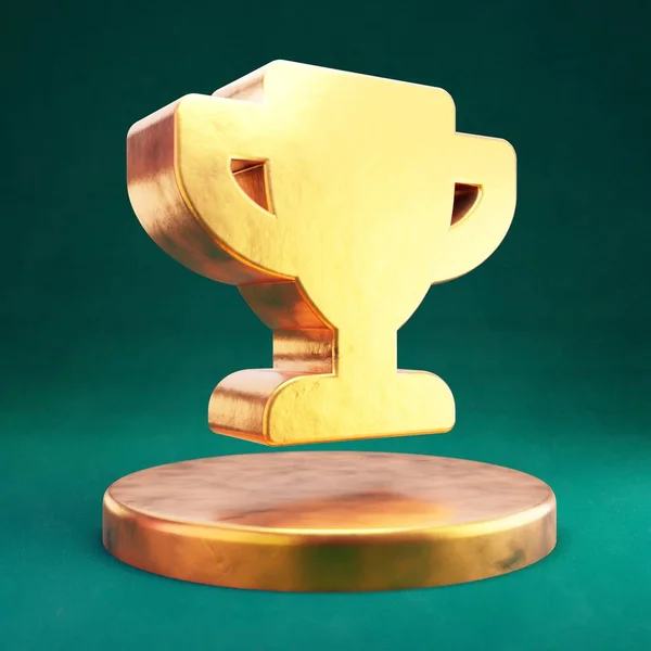 Icono Del Trofeo Fortuna Gold Trophy Símbolo Con Fondo Tidewater —  Fotos de Stock