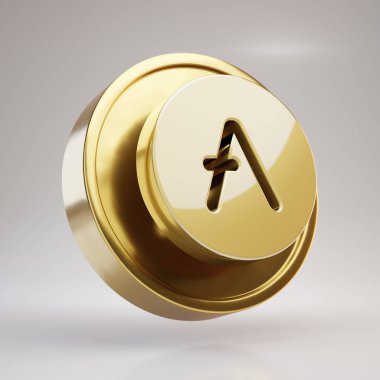 Şifreli para ver. Beyaz arkaplanda izole edilmiş Aave sembollü altın 3d para.