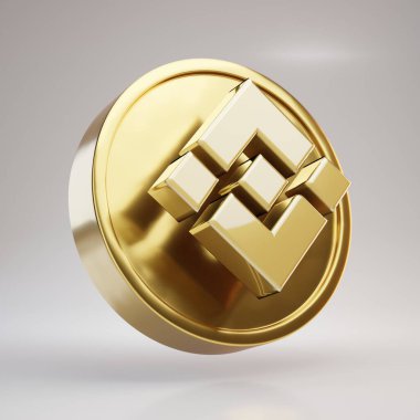Binance şifreleme parası. Beyaz arkaplanda izole edilmiş Binance sembollü altın 3d para.