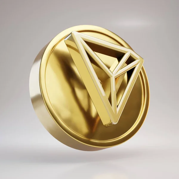 Tron Cryptocurrency Coin Gold Rendered Coin Tron Symbol Isolated White — Stock Photo, Image