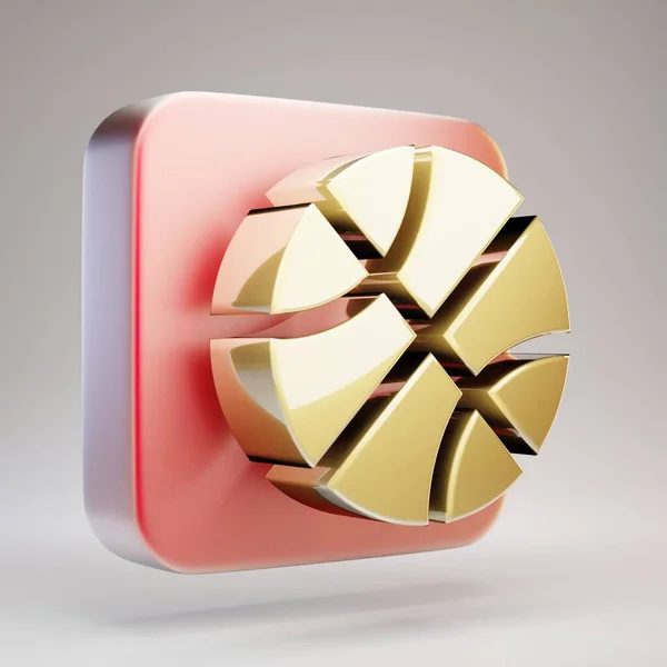 Basketbal Bal Icoon Golden Basketball Ball Symbool Rode Mat Gouden — Stockfoto