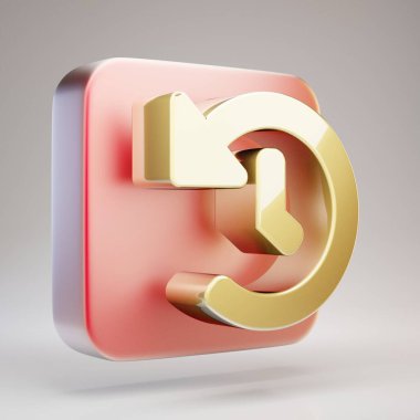 Tarih ikonu. Kırmızı altın tepside Altın Tarih sembolü. 3D oluşturulmuş Sosyal Ortam Simgesi.