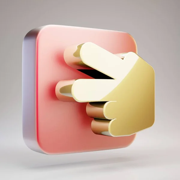 Ícone Tesoura Mão Golden Hand Scissors Símbolo Placa Ouro Fosco — Fotografia de Stock