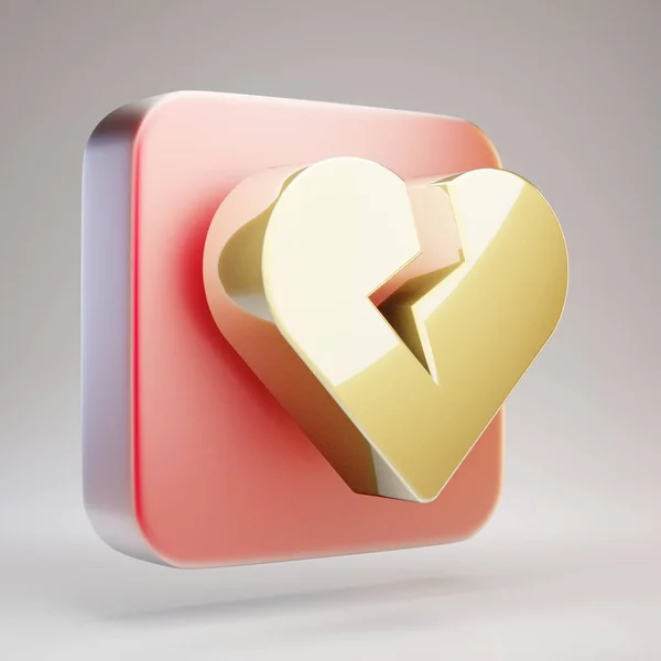 Een Gebroken Hart Icoon Golden Broken Heart Symbool Rode Matte — Stockfoto
