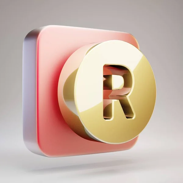 Eingetragenes Symbol Goldenes Recycle Symbol Auf Rotem Mattem Gold Teller — Stockfoto