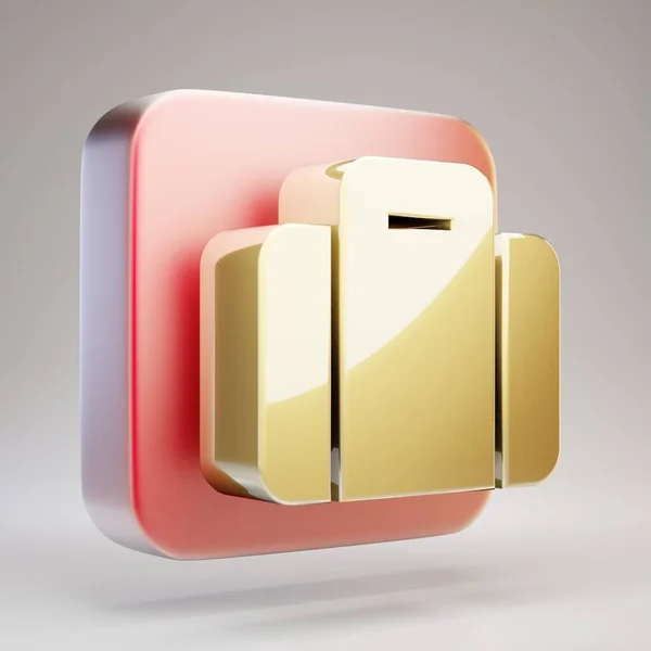 Koffer Icoon Golden Suitcase Symbool Rode Matte Gouden Plaat Weergave — Stockfoto
