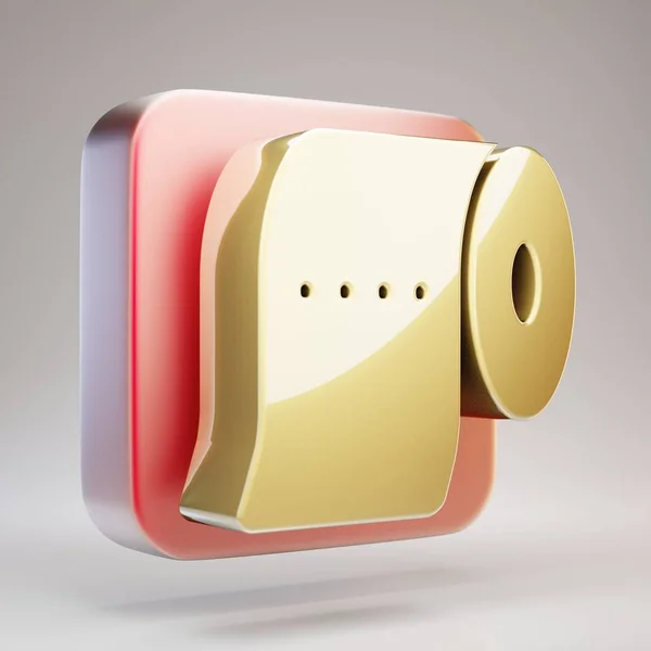 Toalettpappersikonen Golden Toalettpapper Symbol Röd Matt Guldplatta Renderade Ikoner För — Stockfoto
