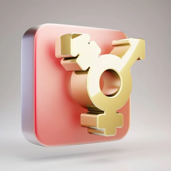 Значок Трансгендера Золотой Трансгендерный Символ Красной Матовой Золотой Пластине Рендеринг — стоковое фото