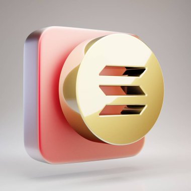 Solana kripto para birimi simgesi. Kırmızı altın kaplamalı altın rengi 3D Solana sembolü.