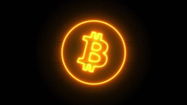 Neon Bitcoin simgesi bir süre sonra ortaya çıkar ve kaybolur. Neon kripto para sembolünün döngü canlandırması