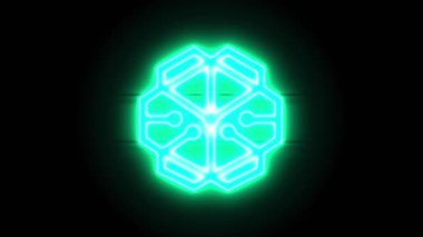 Neon Swissborg simgesi ortaya çıkar ve bir süre sonra ortadan kaybolur. Neon kripto para sembolünün döngü canlandırması