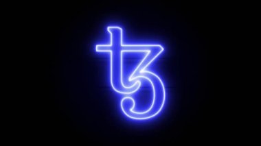 Neon Tezos simgesi bir süre sonra ortaya çıkar ve kaybolur. Neon kripto para sembolünün döngü canlandırması