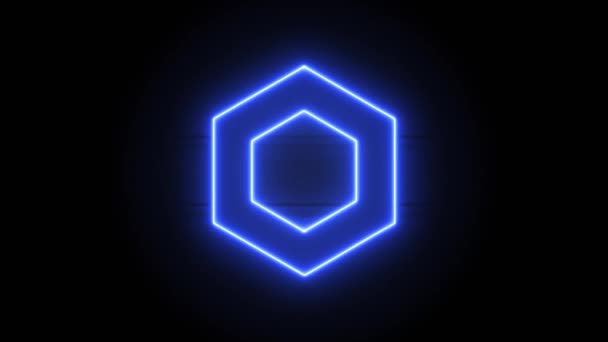 Neon Chainlink icon appear in center and disappear after some time. Loop animation of neon cryptocurrency symbol — Stock Video