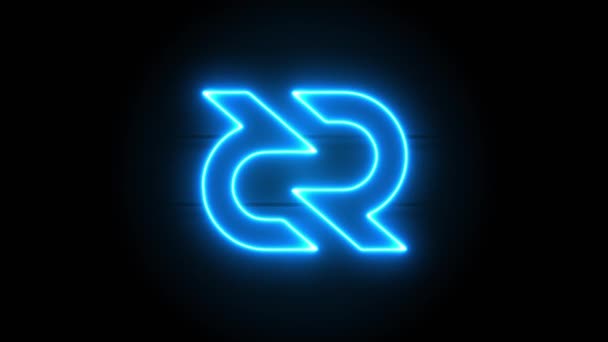 Neon Decred ikonen visas i mitten och försvinner efter en tid. Loop animation av neon cryptocurrency symbol — Stockvideo