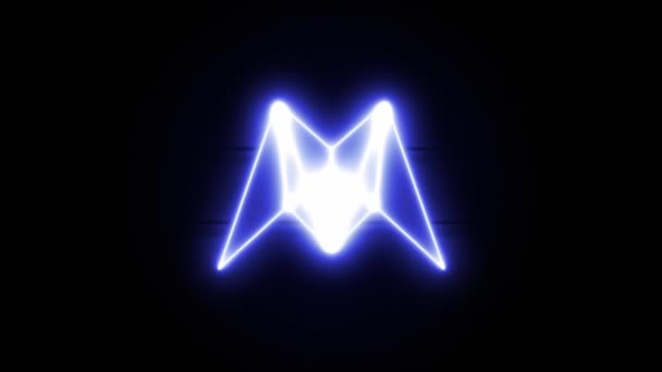 Neon Morpheus icona appaiono al centro e scompaiono dopo qualche tempo. Loop animazione di neon criptovaluta simbolo — Video Stock