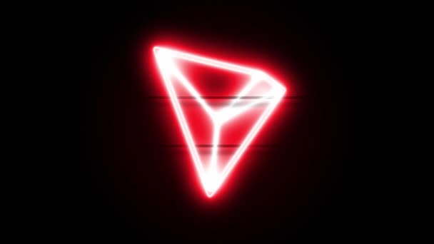 Neon Tron icono aparecen en el centro y desaparecen después de algún tiempo. Animación de bucle de neón símbolo criptomoneda — Vídeos de Stock