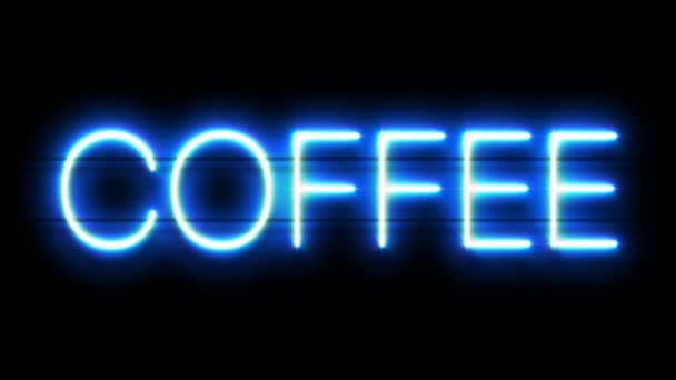 Kaffee-Leuchtreklame erscheint auf schwarzem Hintergrund. — Stockvideo