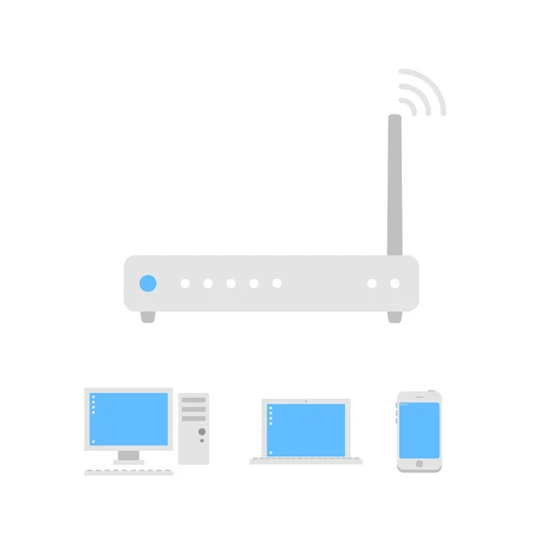 Pictogram voor witte wi-fi-router — Stockvector