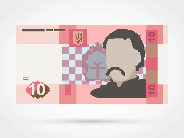 On Ukrayna hryvnia banknot — Stok Vektör