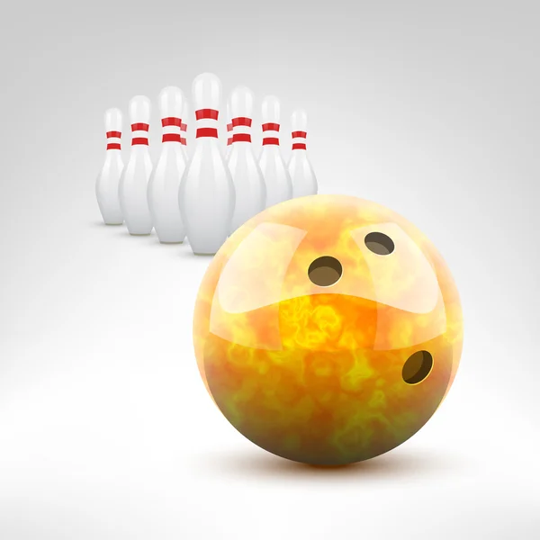 Orange bowlingklot och stift — Stock vektor
