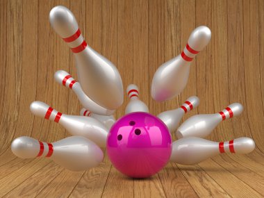 Bowling ball and scattered skittles
