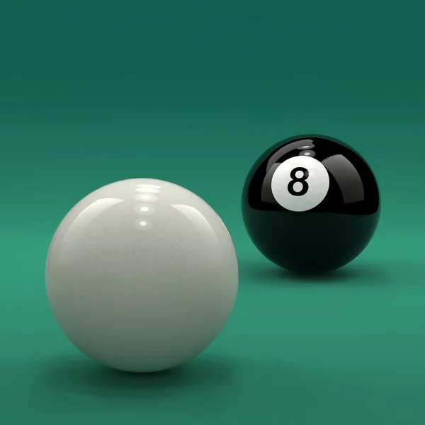 8 billiard ball and cue ball — Stock Photo, Image