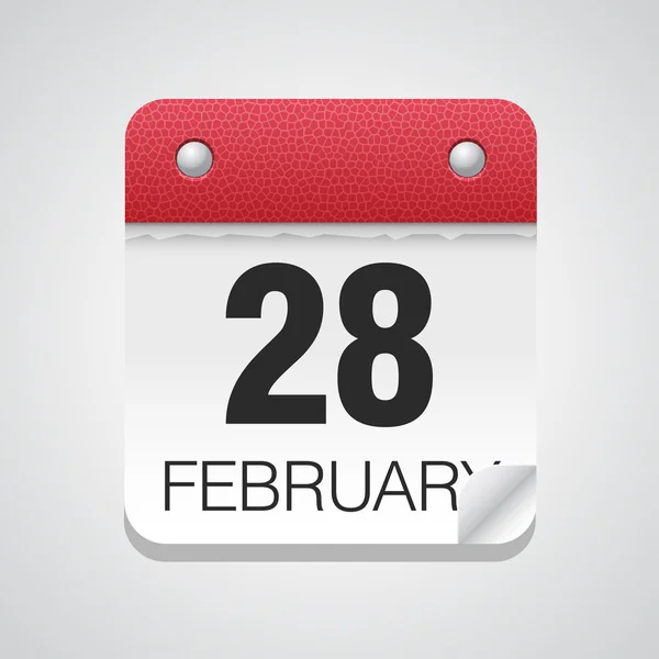 Icono del calendario con 28 de febrero — Vector de stock