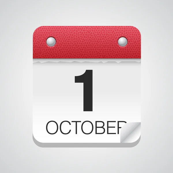 Calendário simples com 1 de outubro — Vetor de Stock