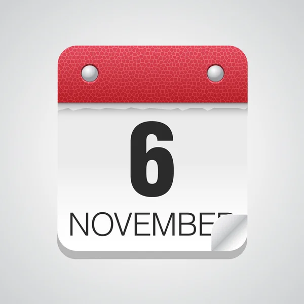 Calendario simple con 6 de noviembre — Vector de stock