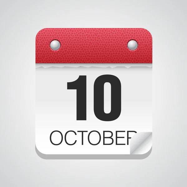 Enkel kalender med 10 oktober — Stock vektor