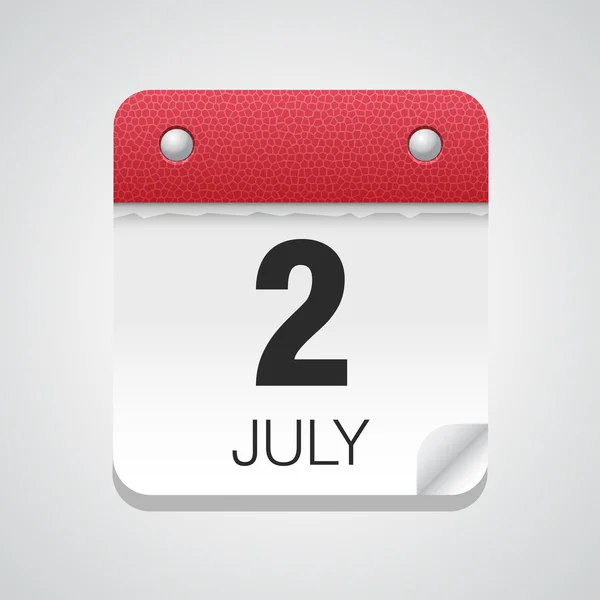 Július 2-án egyszerű naptár — Stock Vector