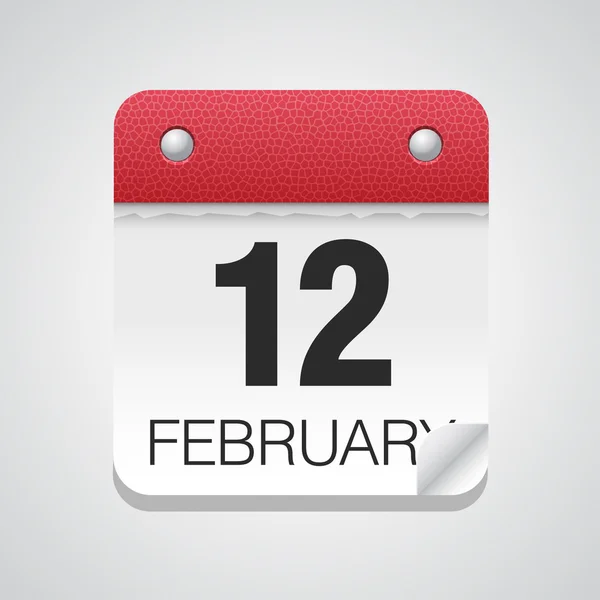 Icono del calendario con 12 de febrero — Vector de stock