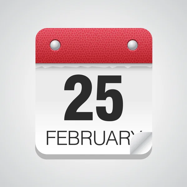 Icono del calendario con 25 de febrero — Vector de stock