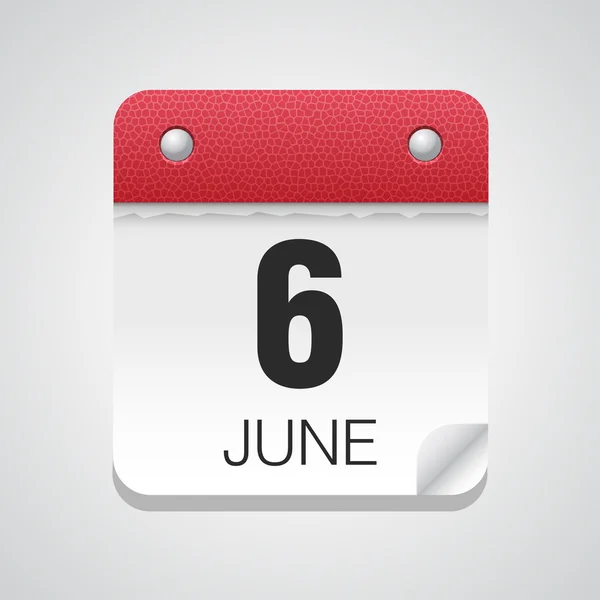 ปฏิทินธรรมดา 6 มิถุนายน — ภาพเวกเตอร์สต็อก