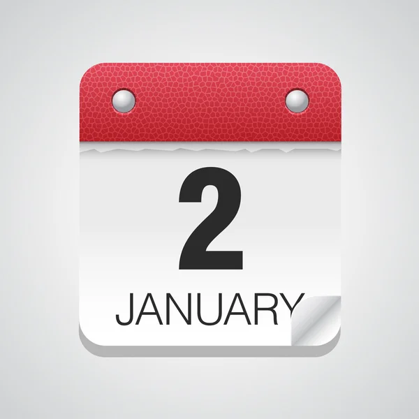 Calendar icon with January 2 — Stock Vector