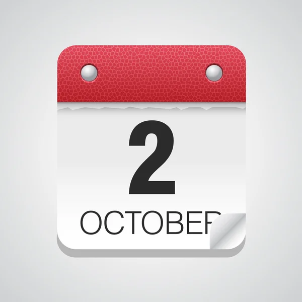 简单的日历与 10 月 2 日 — 图库矢量图片