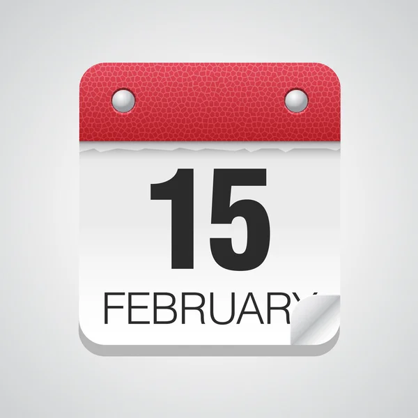 Icono del calendario con 15 de febrero — Vector de stock