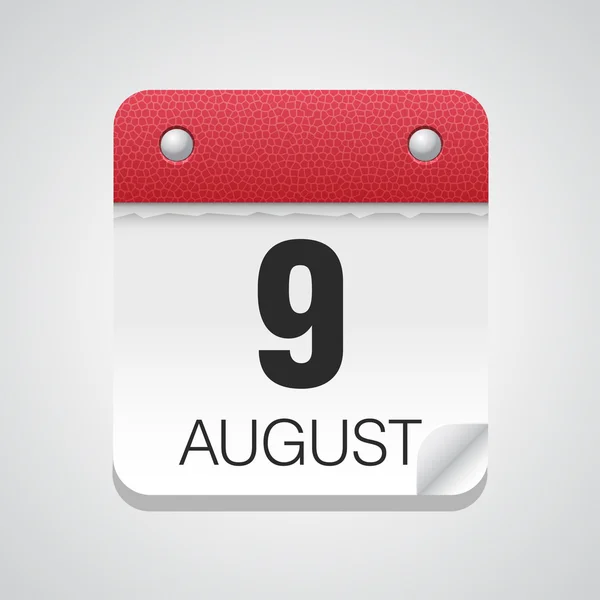 Icono del calendario con 9 de agosto — Vector de stock